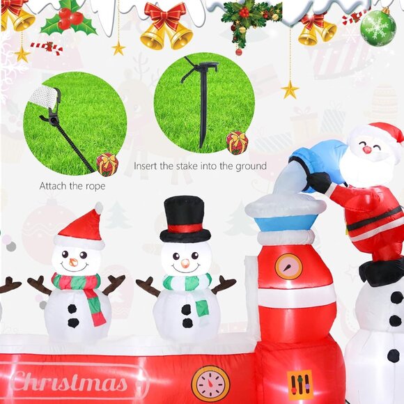 ⚡7.0FT Christmas Inflatable Santa Sleigh & Reindeer Blow up Outdoor Decoration - Picture 6 of 7